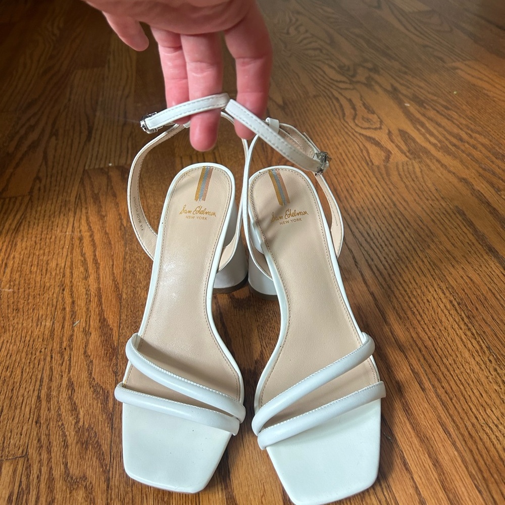 Sam Edelman WHITE Leather Kia Block Heel Sandal size 9.